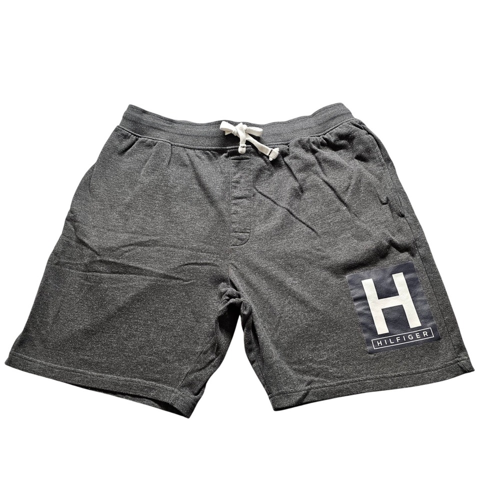 Tommy Hilfiger Lounge Shorts Mens XL Gray Heather Logo Drawstring Knit Casual